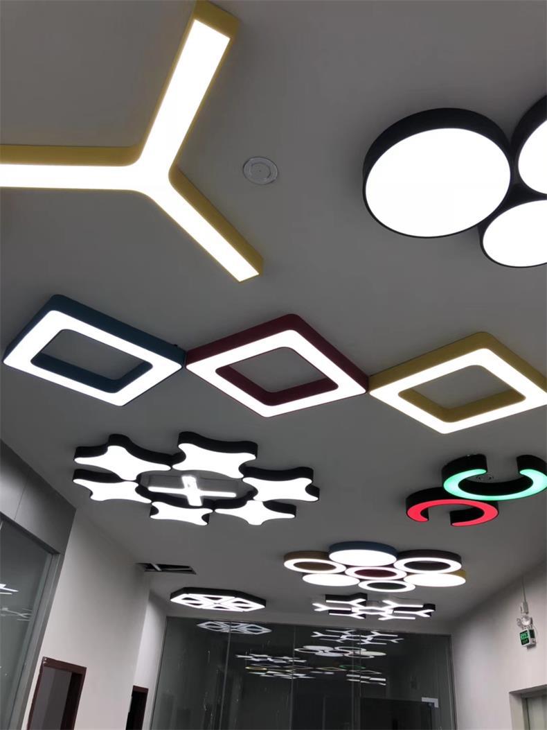 创意led办公吊灯超市造型灯网咖照明健身房创意回形吊线灯 厂家