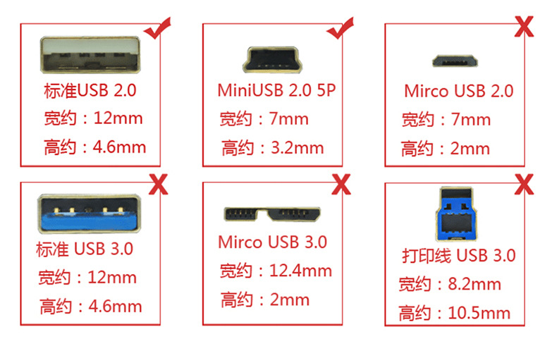 usb转mini 梯形口 数据线转usb2.0t型口迷你5p 相机平板数据线