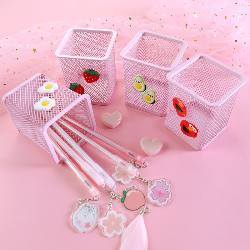 韩国ins泫雅风小仙女镂空笔筒 粉色少女心桌面整理文具收纳筒笔桶