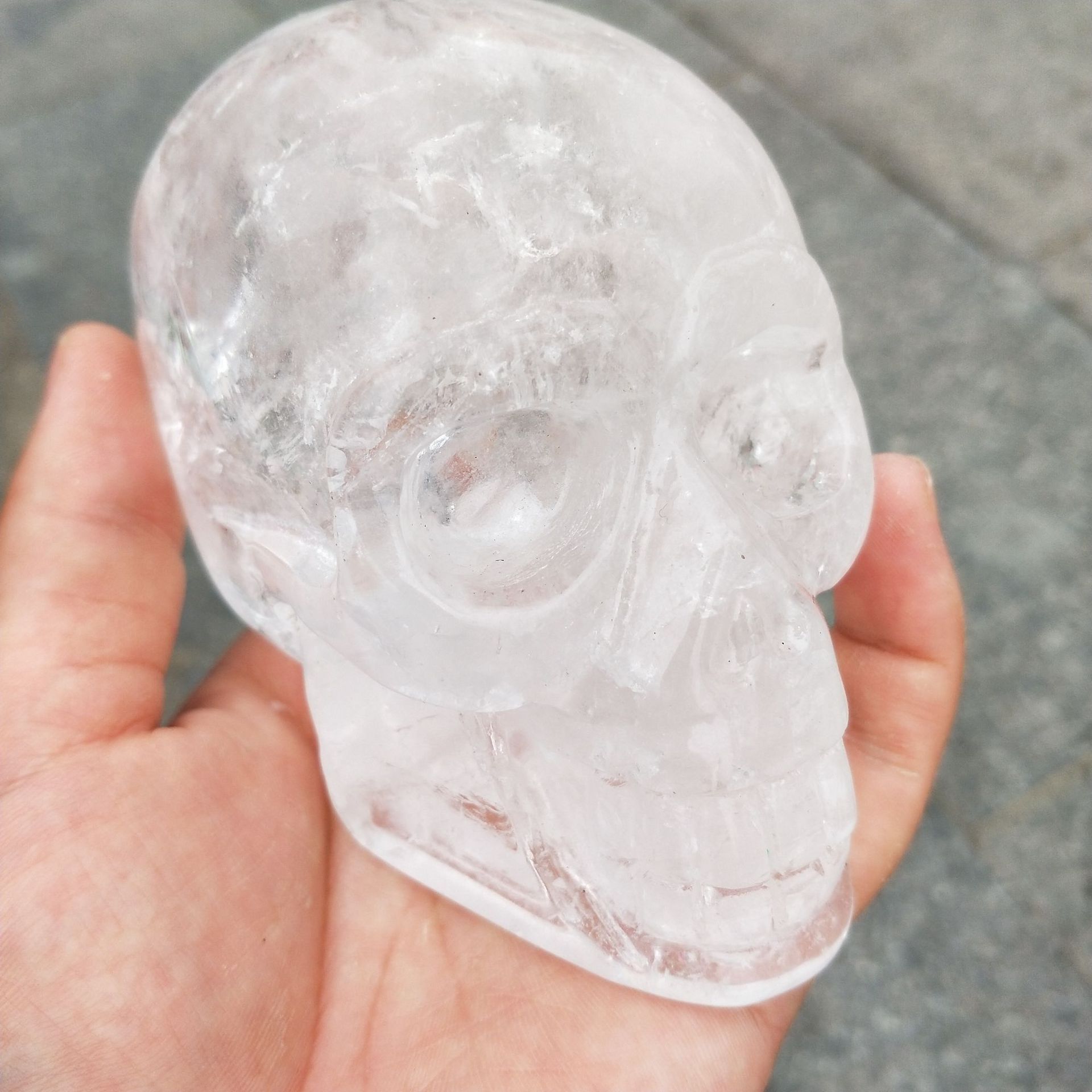 天然白水晶头骨 天然白水晶骷髅头 水晶工艺品水晶骷髅头骷髅摆件