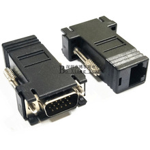 网口RJ45转DB15 VGA 公头 15针串口转接头 网线转换器连接器 现货
