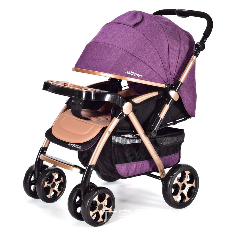 浩硕小阿龙婴儿t103麻仔推车可坐躺四轮避震儿童折叠轻便手推车