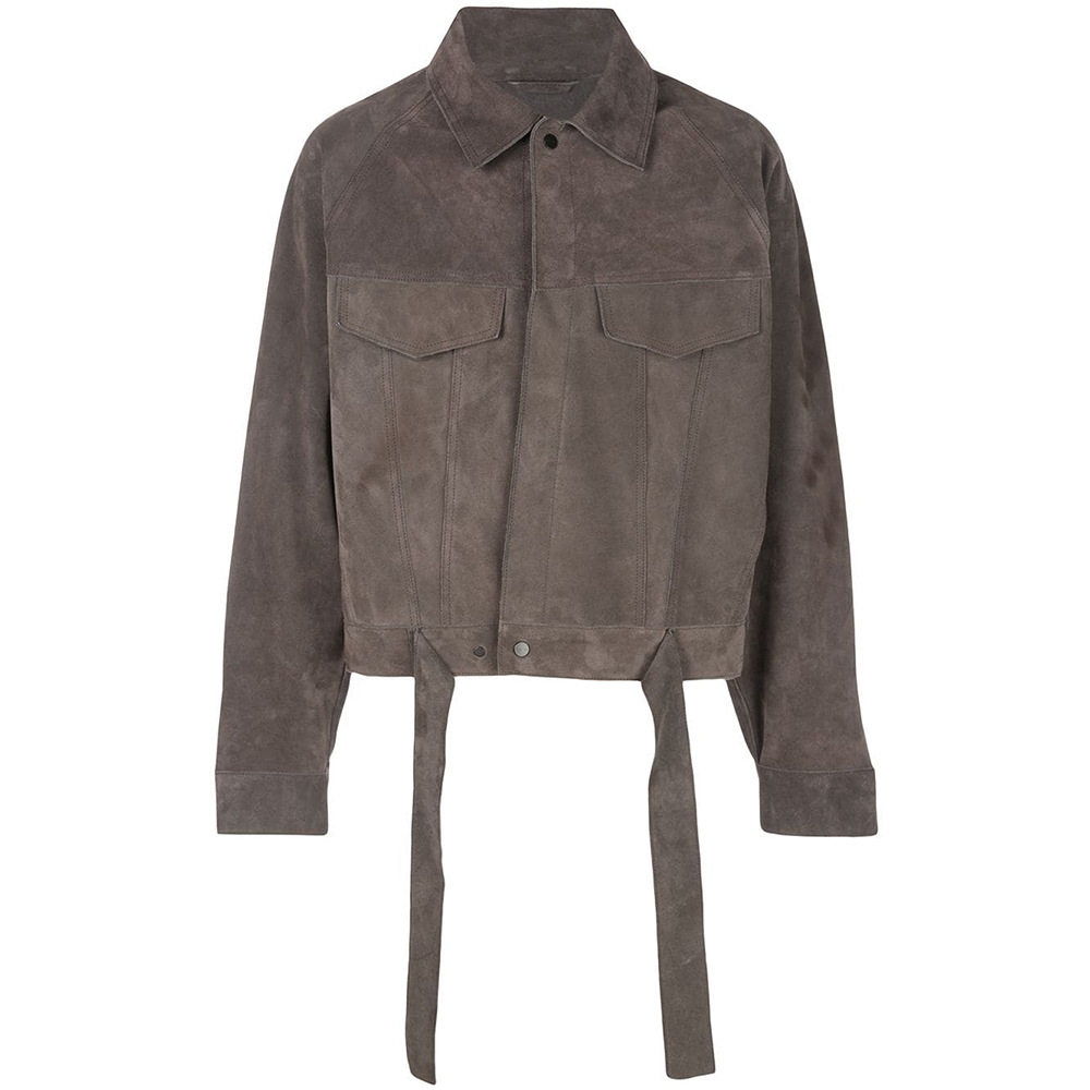 fear of god 主线第五季欧美高街麂皮绒面革fog短款衬衫夹克系带