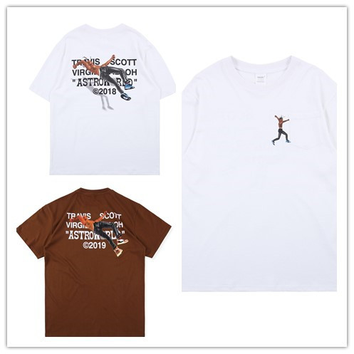 嘻哈高街时尚ts鬼脸反倒钩印花深棕短袖t恤男女情侣休闲百搭潮款