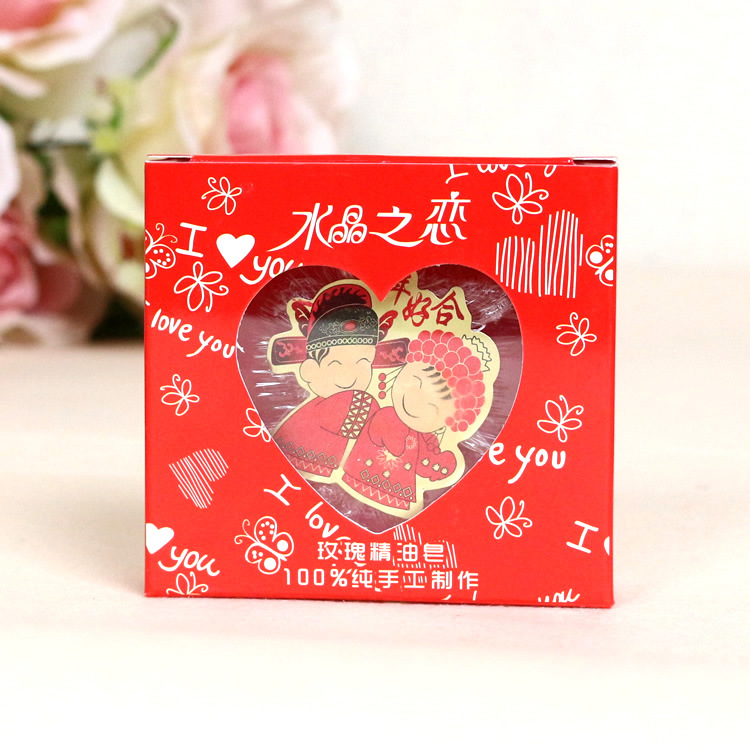 Wedding Soap Supplies Essential Oil Soap Wedding Rose Oil Soap Couple's Big Red Heart-Shaped Double Happiness Bar Soap