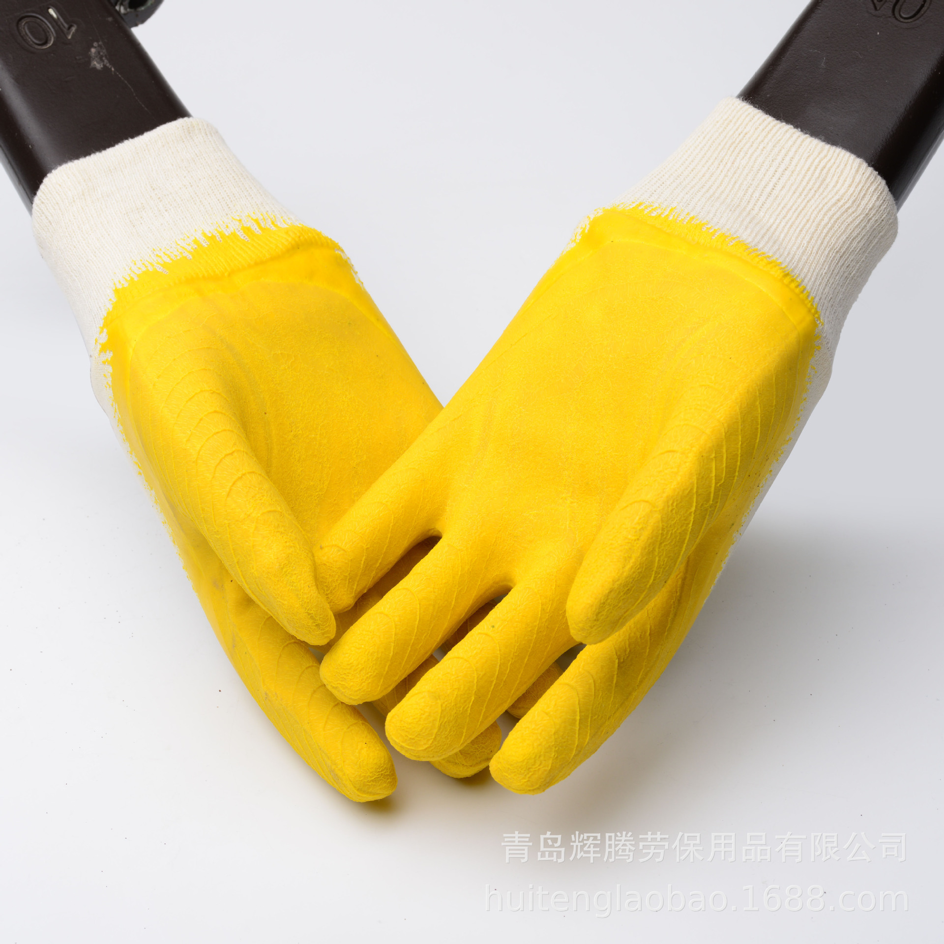 Flannel Two-Color Semi-Hanging Gloves Latex Foam Gloves Comfortable Non-Slip Protective Gloves Wear-Resistant Styrofoam Wrinkles