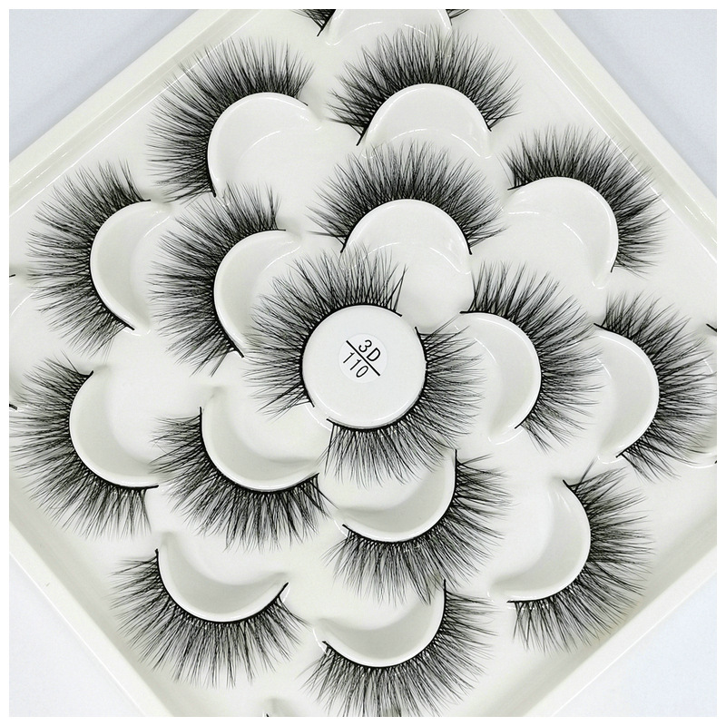 10 Pairs Pack Lotus Porcelain Plate False Eyelashes 3D Natural Thick Eyelash More than Model Cross-Border Supply