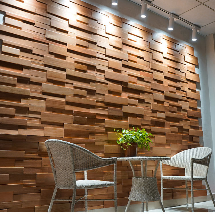 柠檬桉原木木头老船木实木马赛克电视背景墙木质墙面木块欧式家装