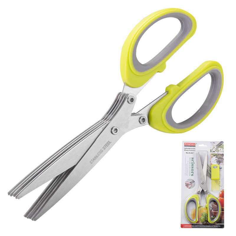 Stainless Steel Five-Layer Green Onion Cutter Five-Layer Green Onion Cutter Spice Seaweed Shredded Scissors Office 