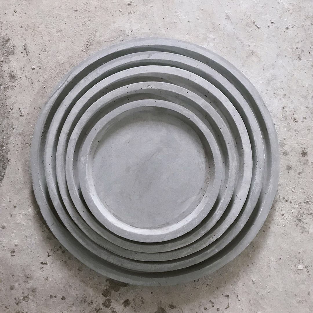 北欧风水泥托盘正方形圆形底托 接水底座花托