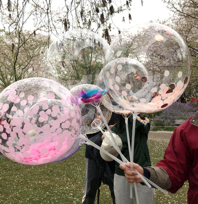 羽毛波波球 魔力纸屑泡沫气球 儿童地推玩具微商扫码街卖活动赠送