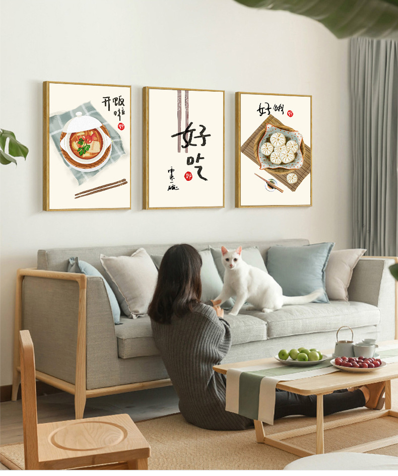 新中式餐厅装饰画饭厅墙壁餐桌墙面背景厨房壁画美味美食家庭墙画