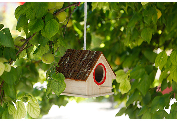 木制工艺品 创意木质鸟屋鸟笼 木质鸟窝户外田园鸟房子装饰品
