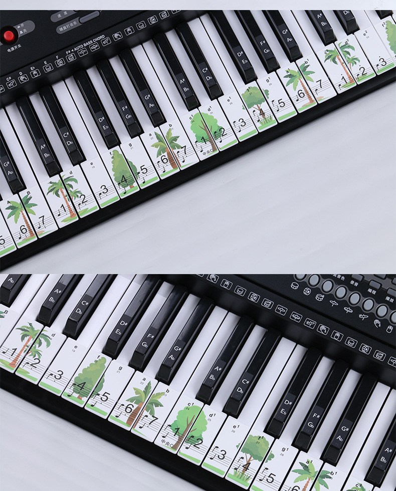 88键61键54键 透明钢琴键盘贴纸 电子琴琴贴五线谱简谱音符键位贴