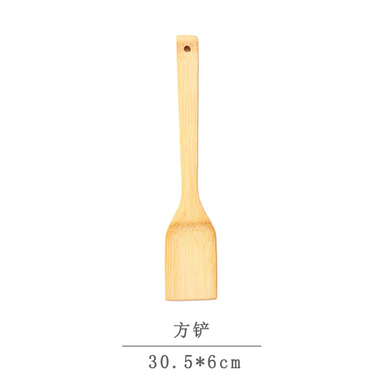 Bamboo Spoon Bamboo Shovel Set Non-Stick Spatula 6-Piece Carbonized Bamboo Wooden Turner Wooden Spoon Kitchenware Factory Direct Sales