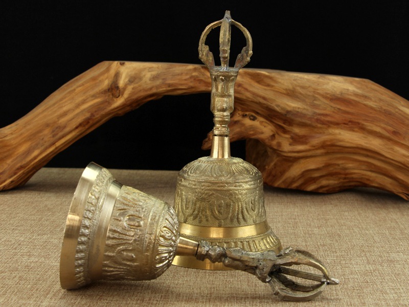 密宗道教法器摇铃手摇纯铜铃铛金刚杵法事法器风水铃铛镇宅铜铃铛