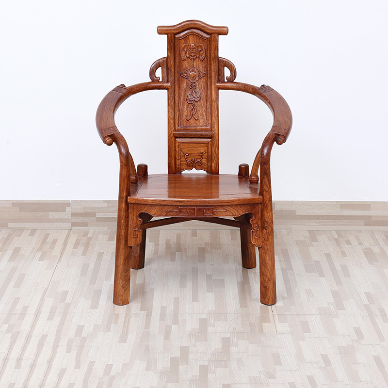 艺铭天下红木家具 花梨木将军椅 实木靠背椅太师椅休闲官帽椅