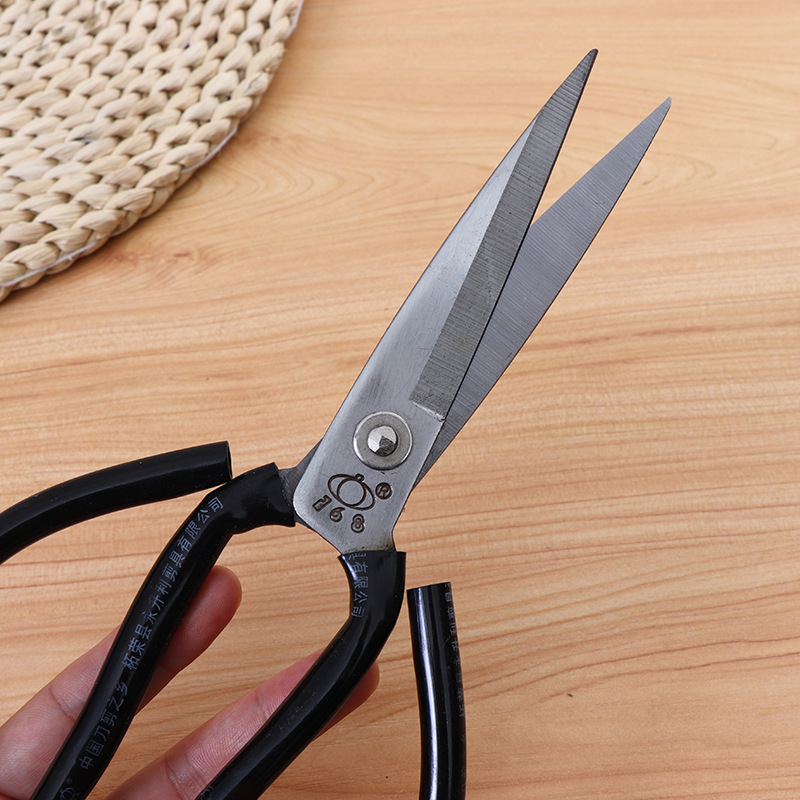 永升利剪刀皮剪1号家用大号塑柄剪刀镀铬皮革剪刀厨房直头剪批发
