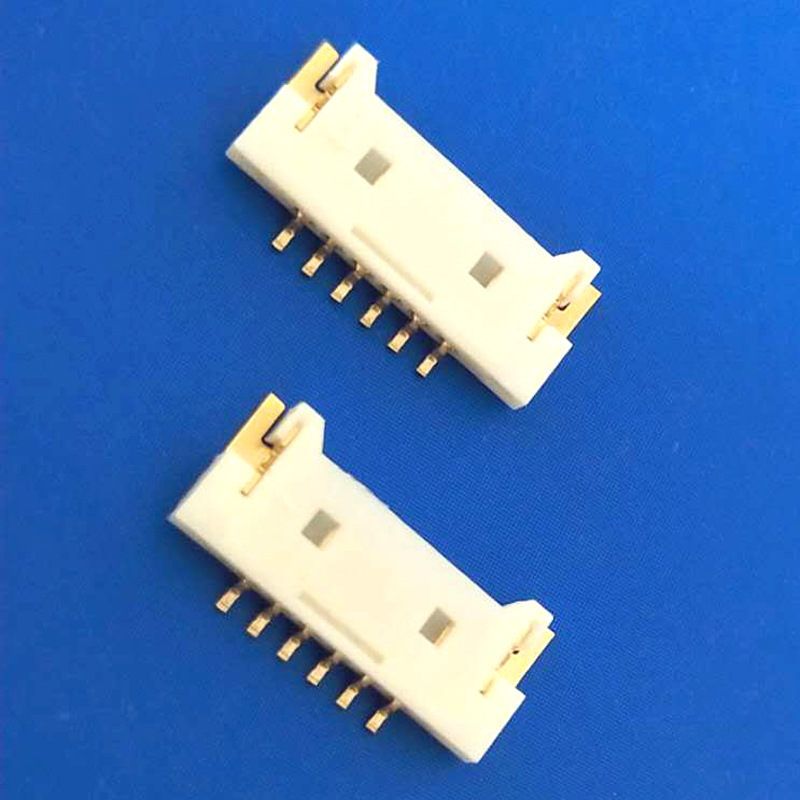 25mm间距卧贴连接器a1254超薄针座molex51146 1*6p笑脸端子插座