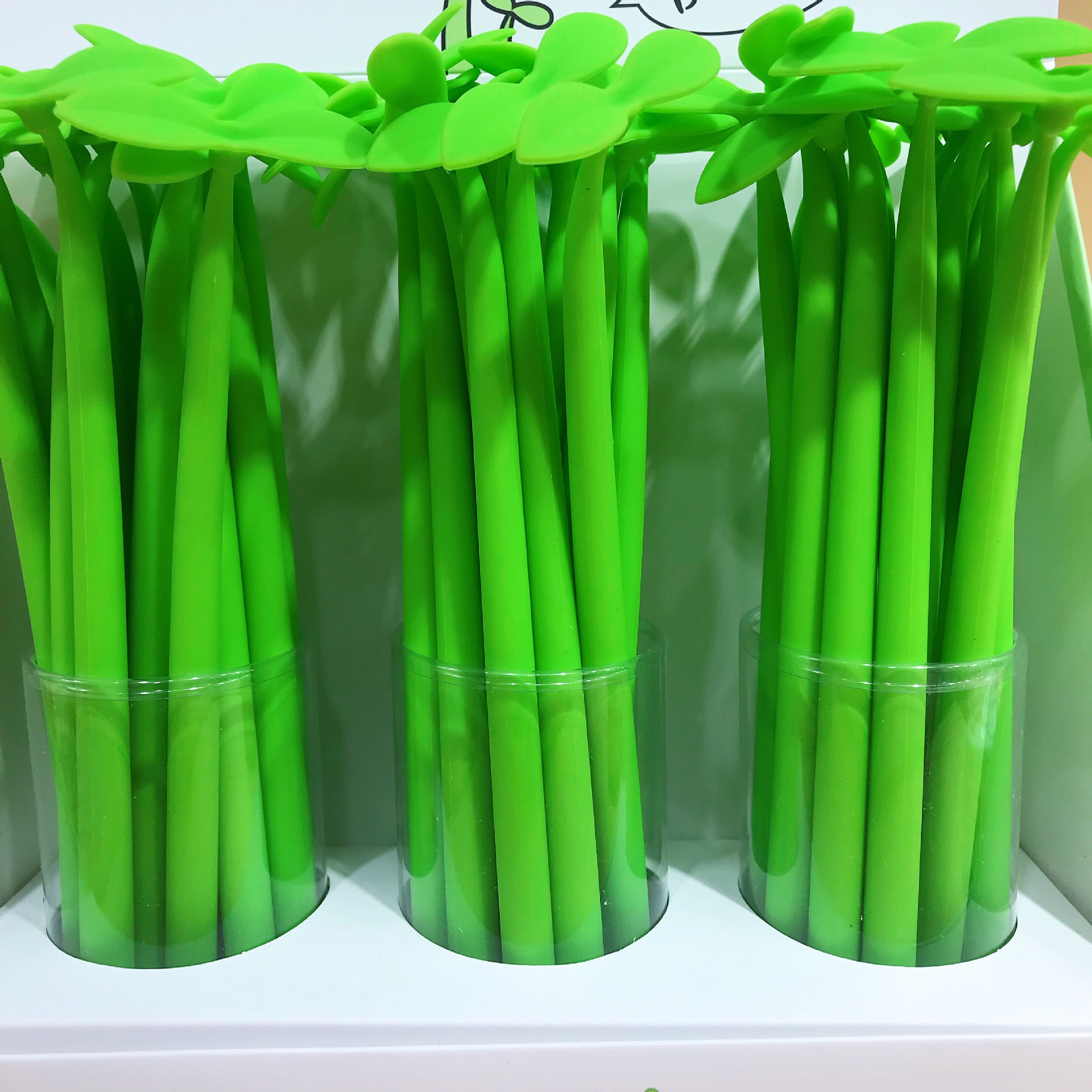 韩版硅胶中性笔创意造型逼真植物小草中性笔全硅胶幸运草水性笔