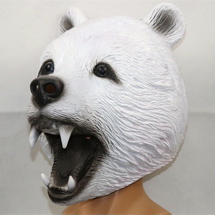 狗熊面具头套可爱北极熊面具黑熊头套 万圣节cosplay动物头套面具