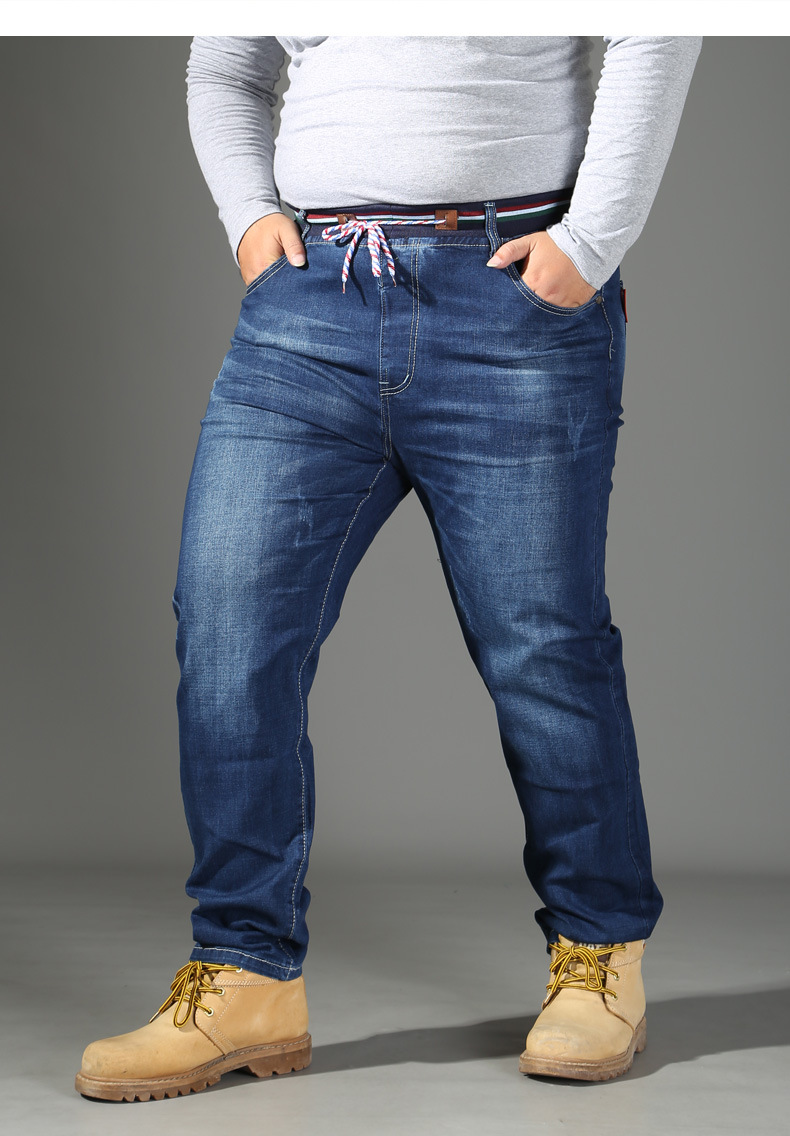 5001特大码牛仔裤男宽松潮胖子长裤弹力加肥加大男裤超大号2x-8xl