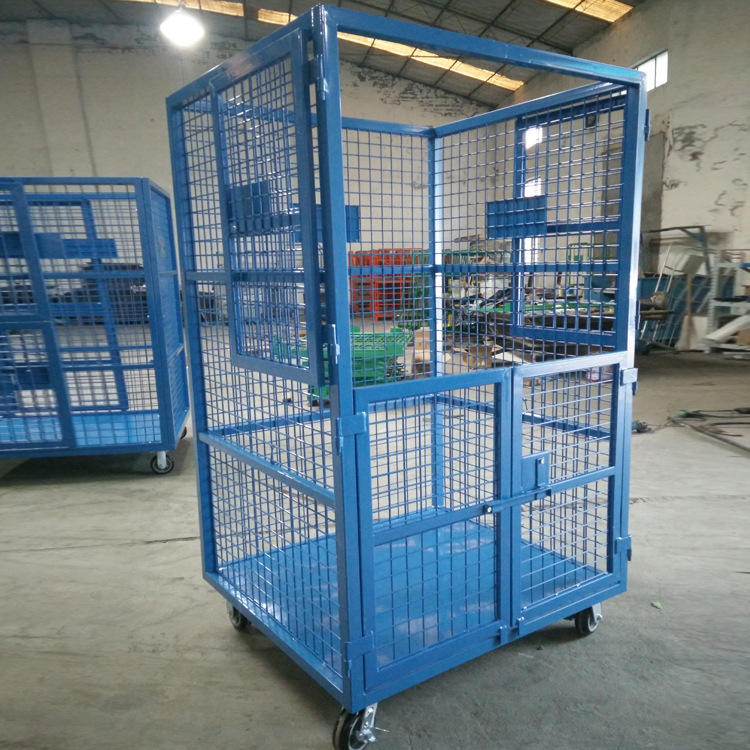 固定式物流台车 定制非标周转笼车 四开门网格铁笼组