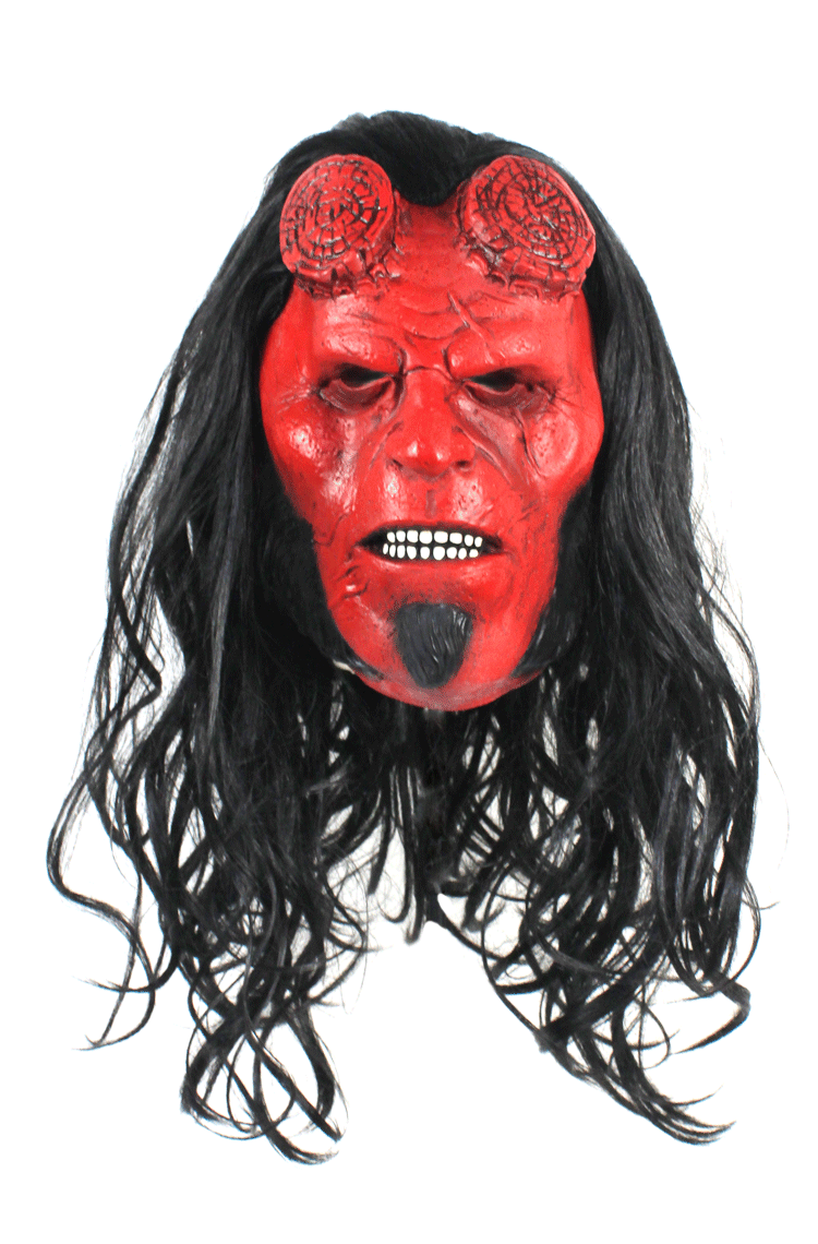 地狱男爵新款面具恐怖乳胶假发头套hellboy周边cosplay万圣节道具