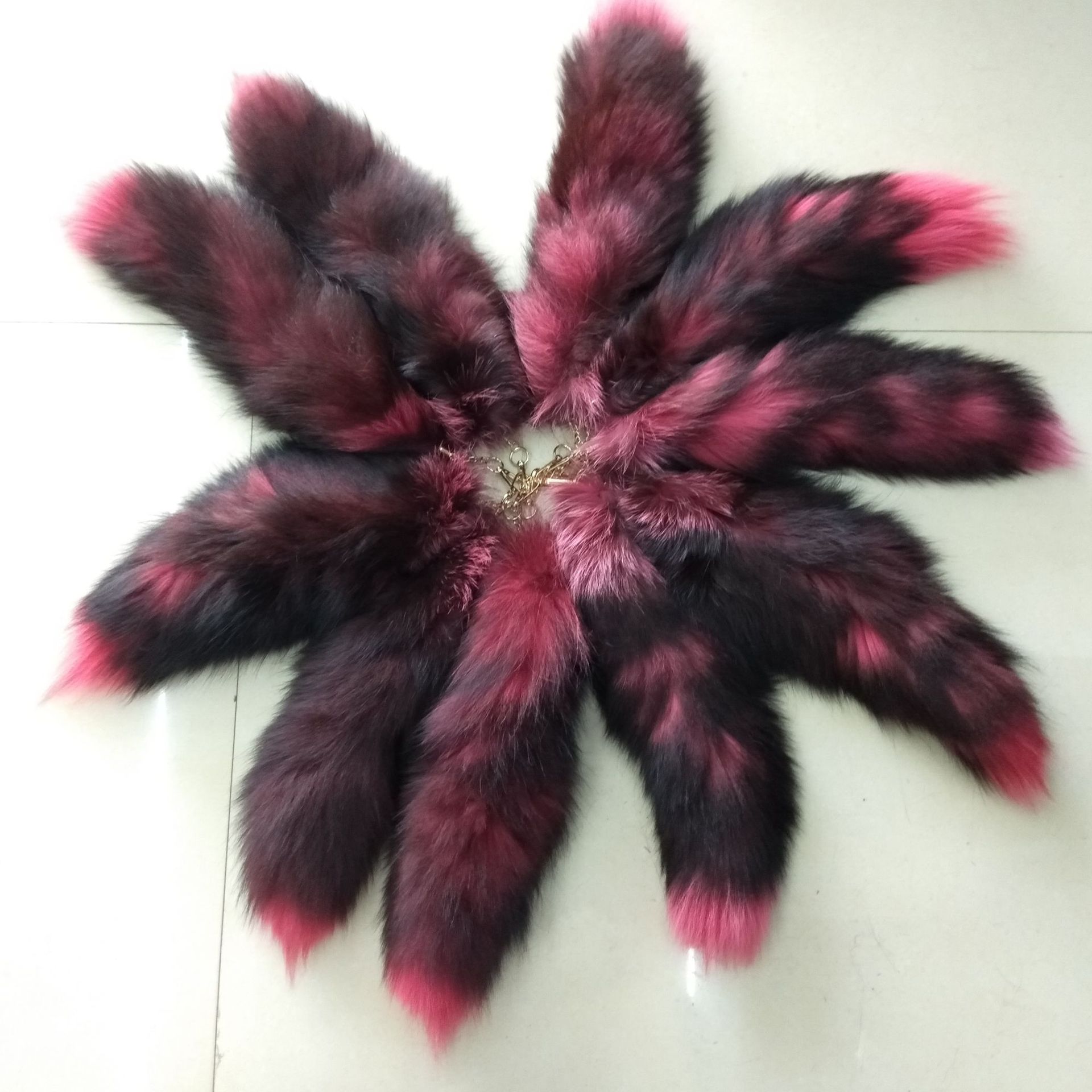 银狐染色尾巴包包挂件饰品舞蹈道具真毛皮草狐狸尾巴挂件40cm左右