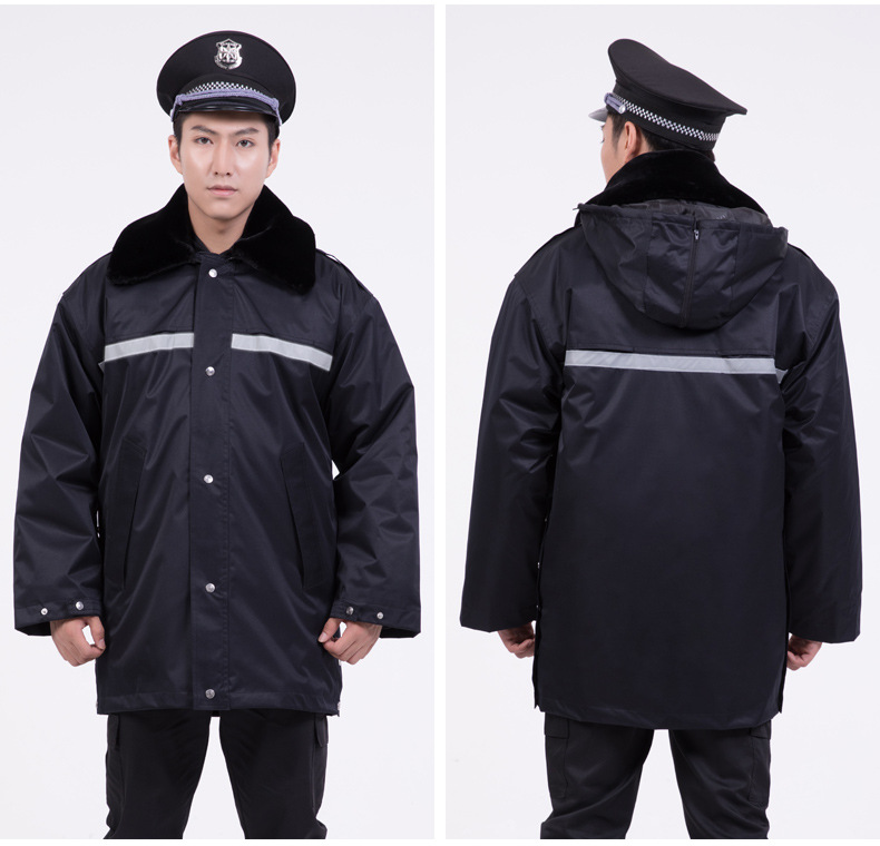冬季保安服工作服大衣男加长保暖反光防水防寒救灾棉衣中长款