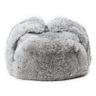 冬季加厚兔毛真皮草帽子男中老年人东北帽子帽护耳皮帽子平顶真皮