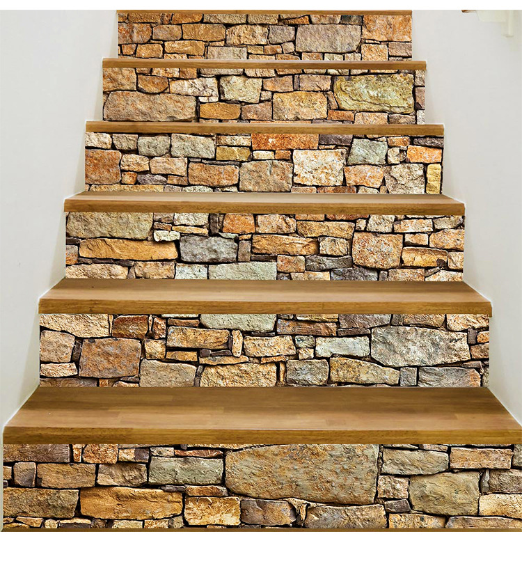外贸跨境厂家创意款楼梯贴diy仿真石壁装饰家居防水3d立体墙贴