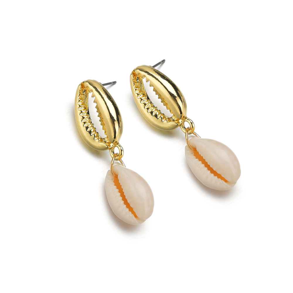 2019时尚小清新贝壳耳钉日韩创意流行新款海螺合金耳环服装配饰女