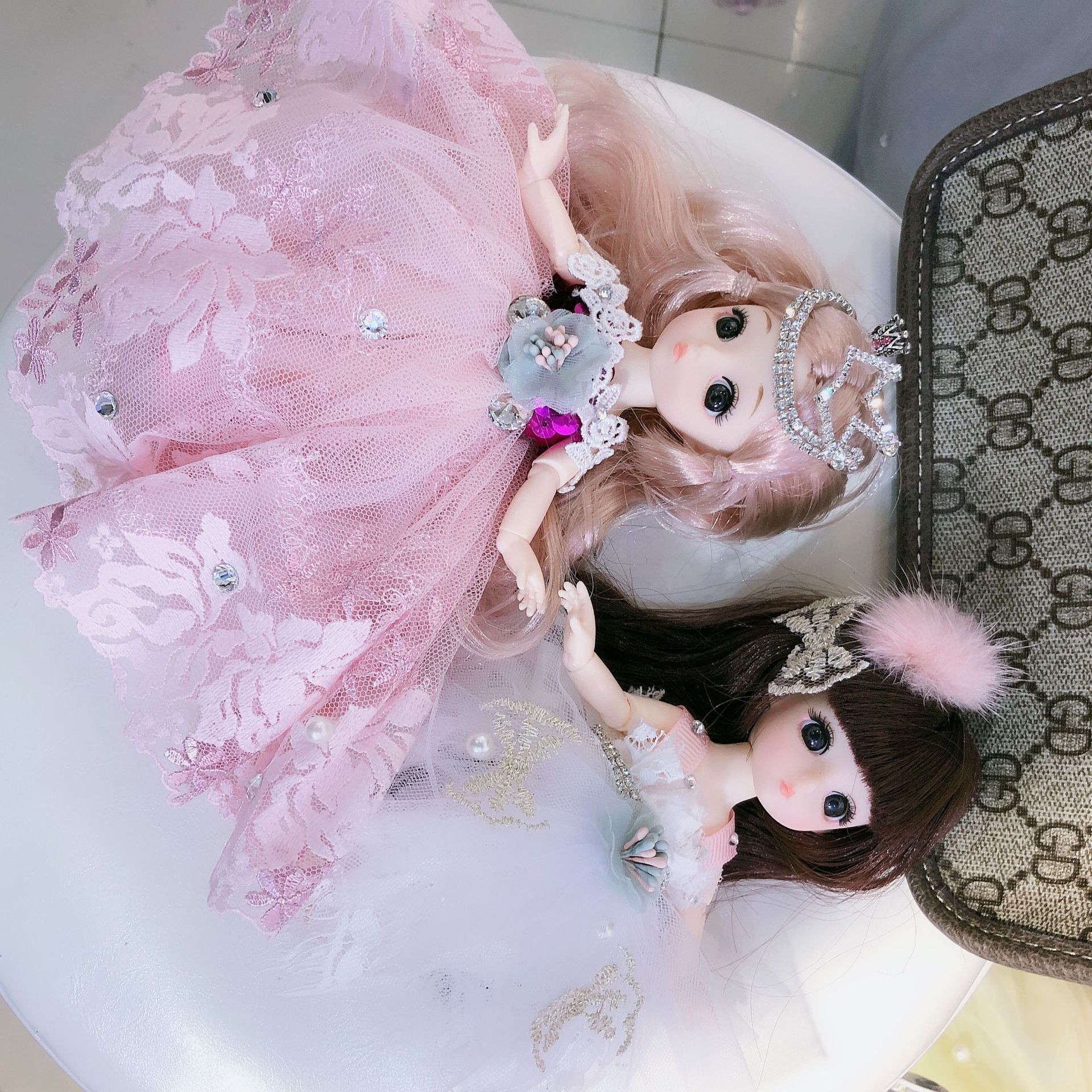 16寸q版bjd 芭比洋娃娃礼盒套装 女孩生日圣诞礼物汽车摆件玩具批