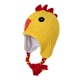 朗真儿童帽子秋冬款 加绒宝宝帽子 儿童毛线帽可爱小鸡护耳针织帽