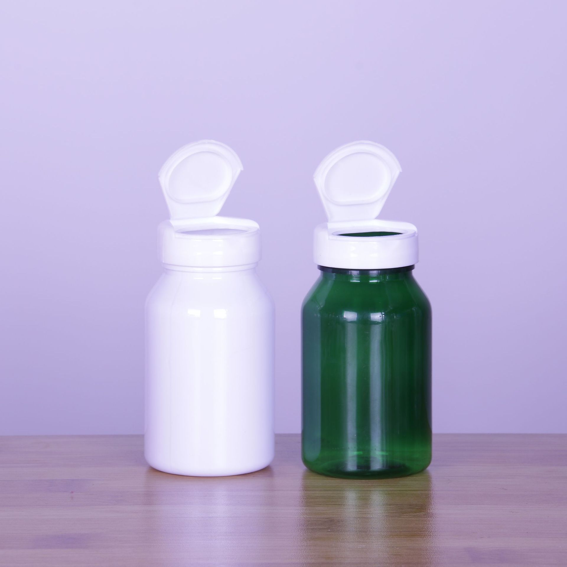 100ml120ml塑料瓶扇形翻盖瓶pet透明大口瓶 保健品胶囊瓶