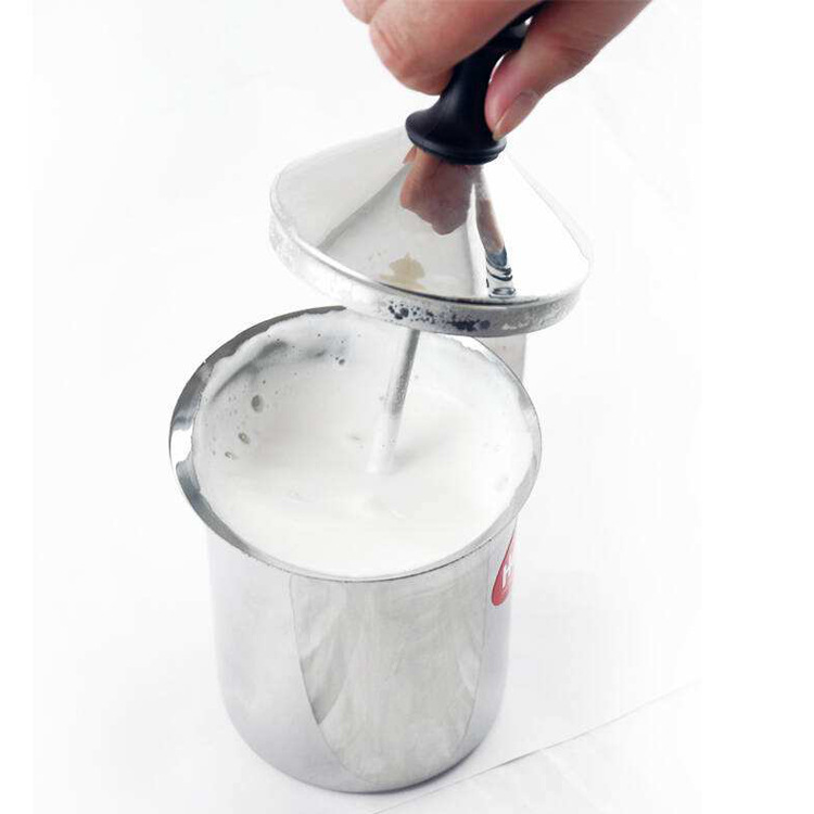 亚马逊热销手动奶泡器 打牛奶起泡器双层不绣钢打奶泡器咖啡用品