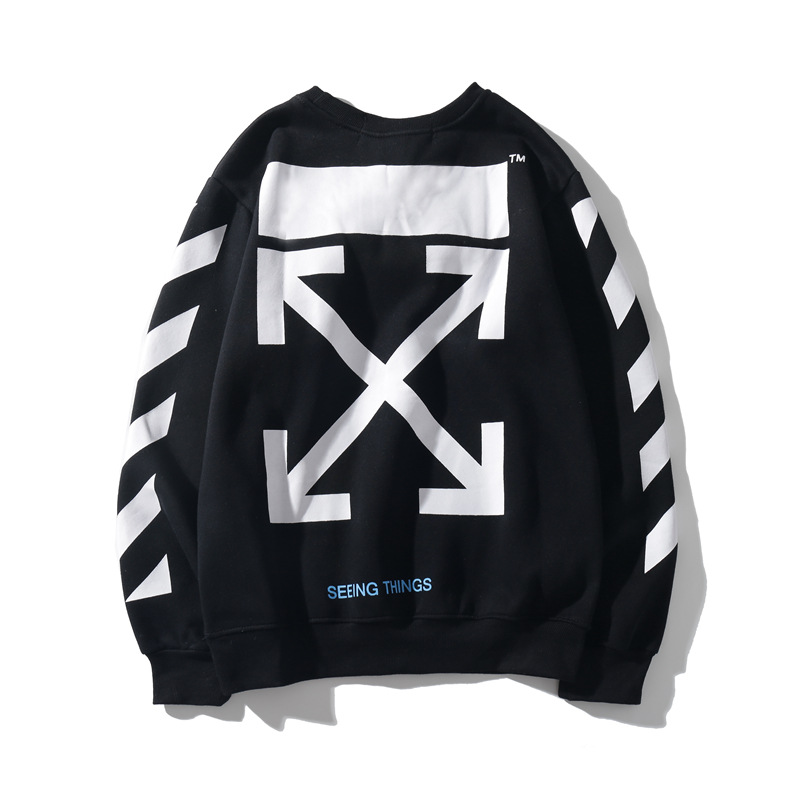 off潮牌white情侣ow宽松卫衣男无帽套头减速带斜纹百搭国潮19ss