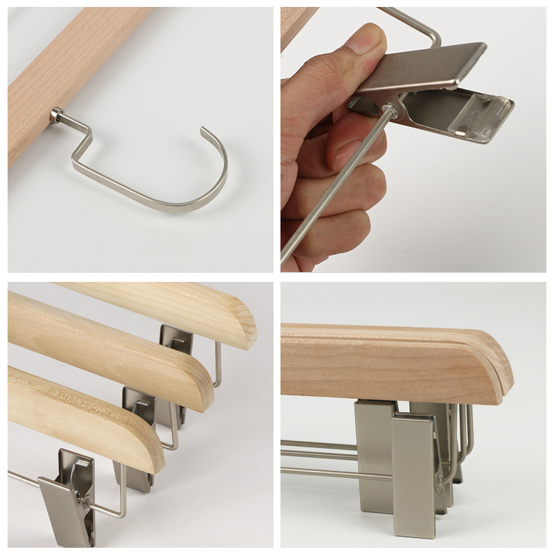 35cm长无漆成人双线夹服装店男装女装裤架裙夹原木色实木杆架批发