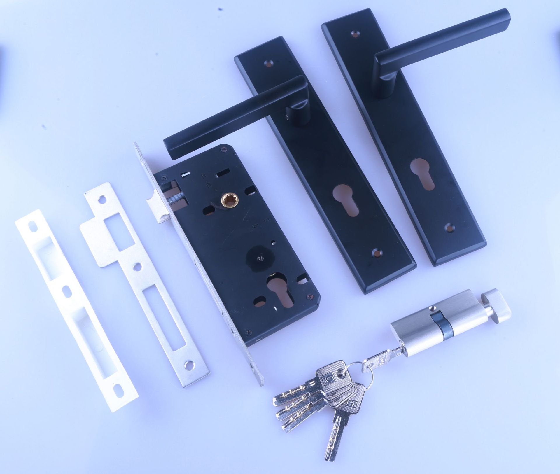 黑色房门锁260长不锈钢304执手锁面板屋原木锁子简易门锁通用型