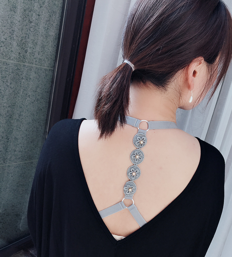 交叉文胸水钻肩带