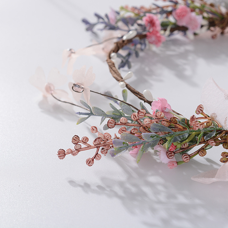 ts436新娘头饰森系永生花仿真花半花环影楼饰品踏青头饰影楼发饰