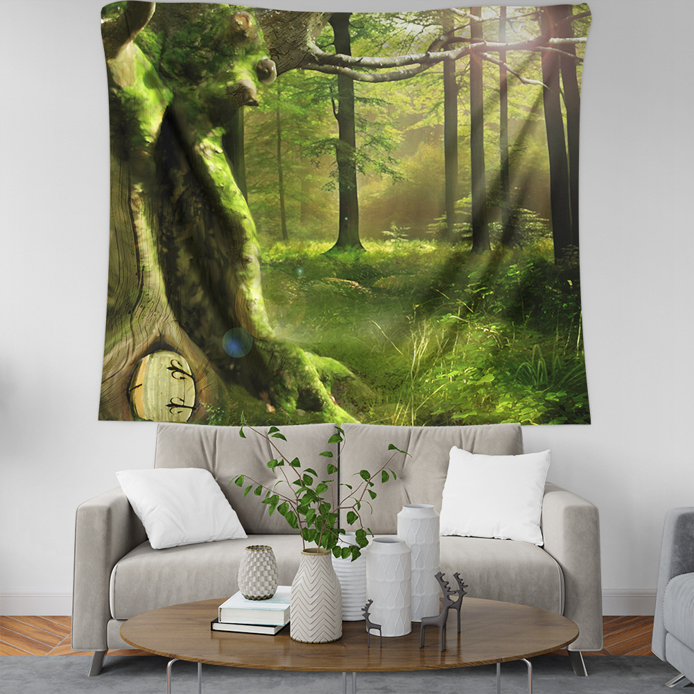 宽幅 大门幅跨境时尚迷踪森林3d印花家居挂毯壁挂壁饰批发-阿里巴巴