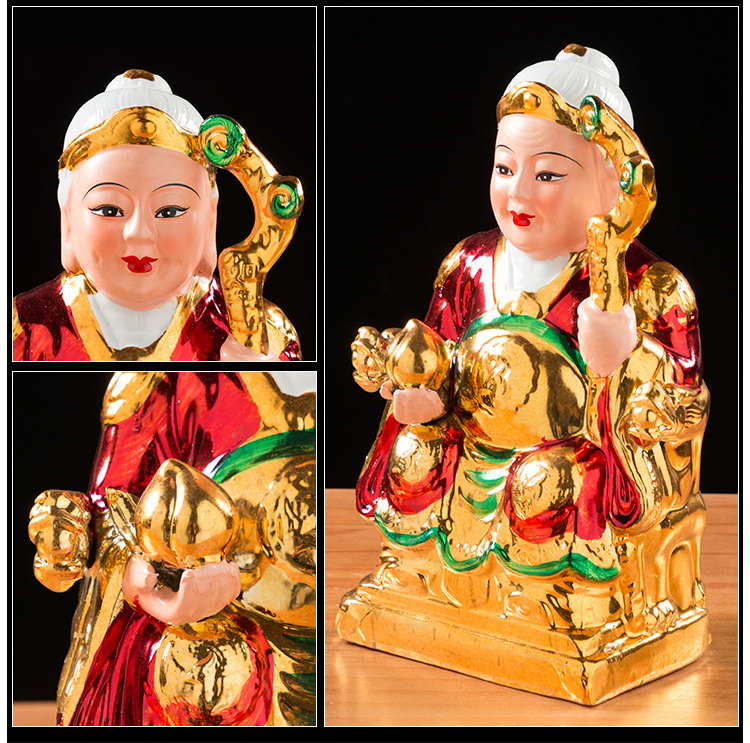 镀金土地公土地婆社公社母陶瓷佛像家居摆件开业招财厂家直销