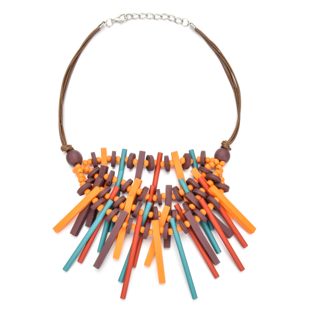波希米亚夸张手工木头项链女性 时尚首饰衣领颈短项链速卖通爆款
