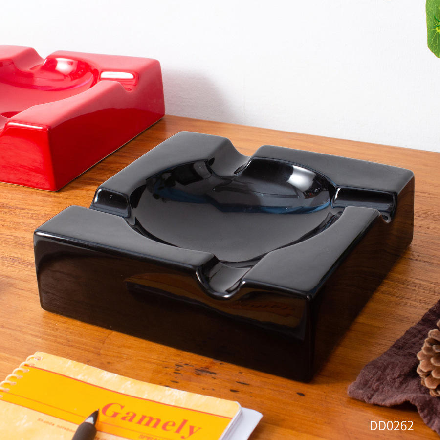 酒店家用方形烟灰缸大号雪茄陶瓷烟灰缸定制logo厂家批发创意烟缸