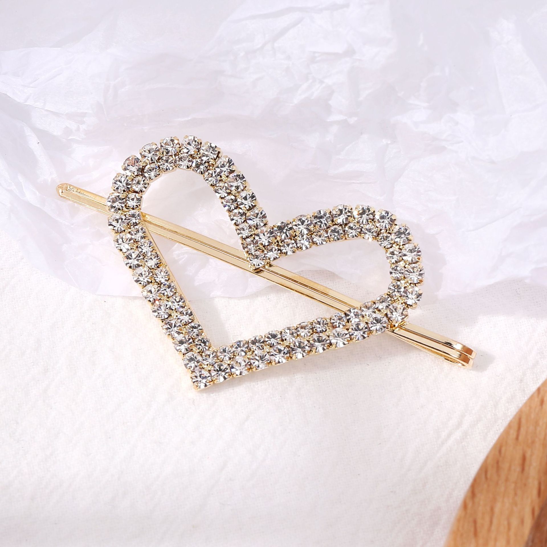 新款韩版爱心款圆形发夹边夹马尾夹女合金发卡欧美时尚饰品批发女