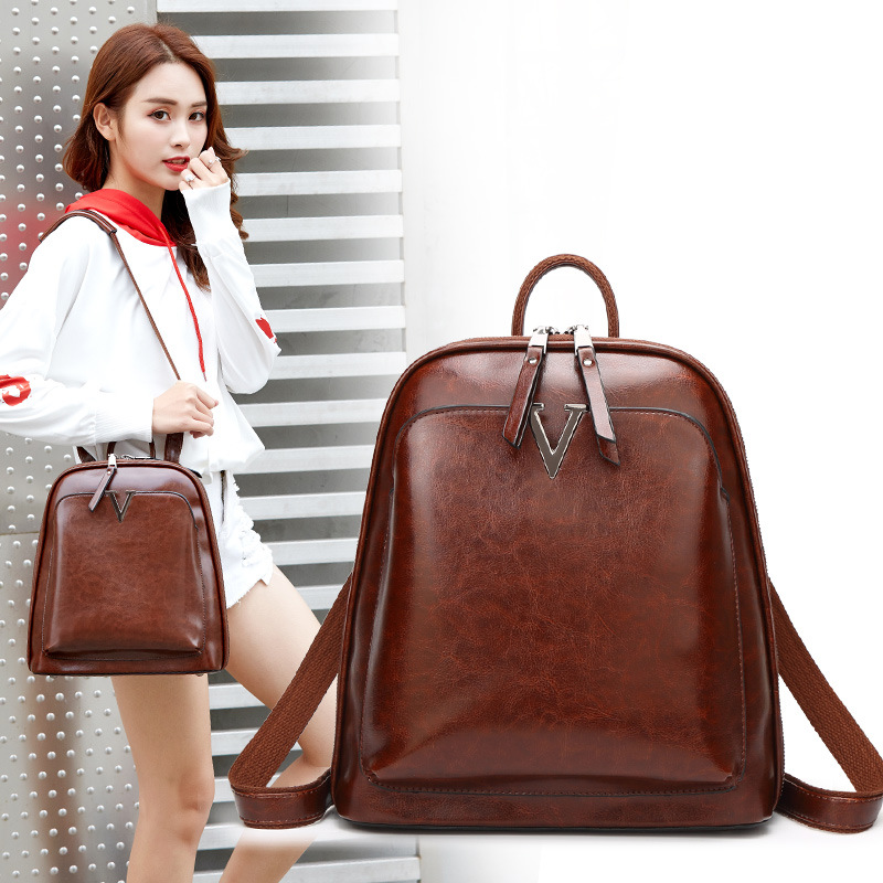 Fashion Anti-Theft Backpack for Women 2023 New Trendy Korean Style Retro Oil Wax Skin College Backpack Travel Fashionable Bag