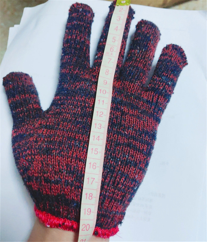 600克 厂家批发劳保红花纱劳保用品手套色纱棉纱劳保手套建筑工地