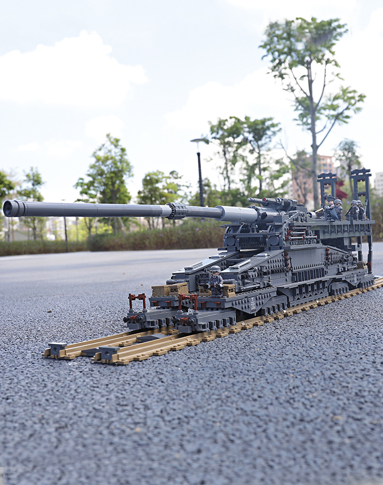 开智10005多拉巨炮古斯塔夫列车炮模型大型积木大人难度拼装玩具